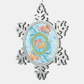 Tropical Koi Mandala | Vibranly Ocean Zen Art Schneeflocken Zinn-Ornament (Rechts)