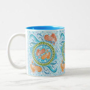 Tropical Koi Mandala Zweifarbige Tasse