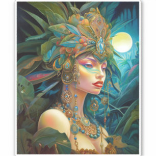 Tropical Lady Fantasy Art Aufkleber