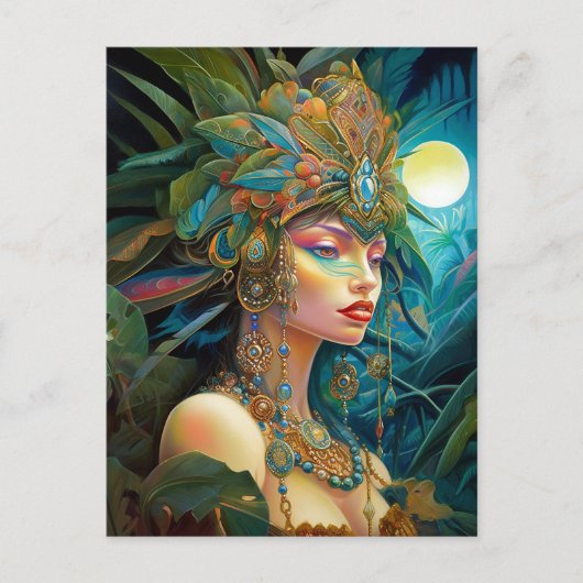 Tropical Lady Fantasy Art Postkarte (Vorderseite)