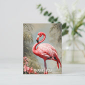Tropical Lake Side Pink Flamingo Vintag Postkarte (Stehend Vorderseite)