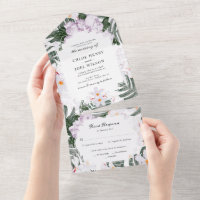 Tropical Lavender Watercolor Hawaiian Wedding
