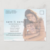 Tropical Leaf Beach Hochzeit Save the Date Ankündigungspostkarte (Rückseite)