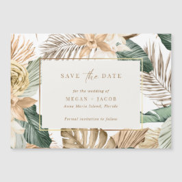 Tropical Leaf Beach Hochzeit Save the Date Magneteinladung