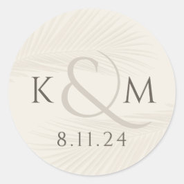 Tropical Leaf Boho Wedding Vielen Dank Runder Aufkleber