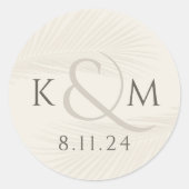 Tropical Leaf Boho Wedding Vielen Dank Runder Aufkleber (Vorderseite)