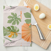 Tropical Leaf Composition in Orange and Green Geschirrtuch (Viertel Falte)