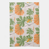 Tropical Leaf Composition in Orange and Green Geschirrtuch (Vertikal)
