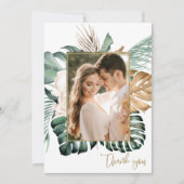 Tropical Leaf Foto Beach Hochzeit Vielen Dank Dankeskarte (Vorderseite)