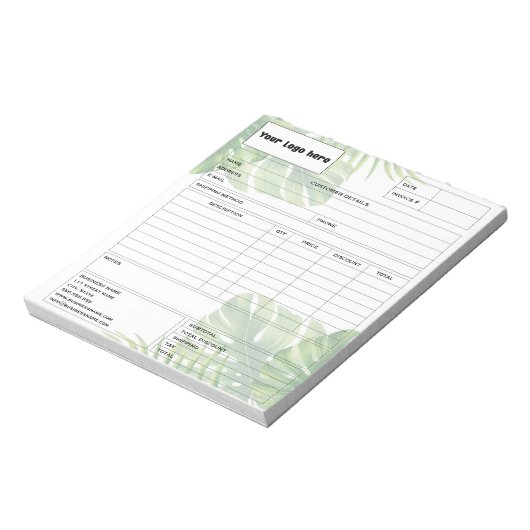 Tropical Leaf Invoice Business Sales Form Receipt Notizblock (Rotiert)