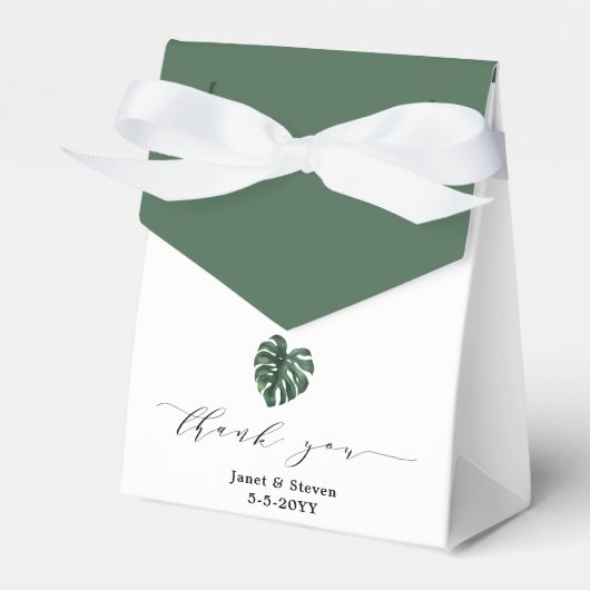 Tropical Leaf Monstera Grüne Gefälligkeitsbox Geschenkschachtel (Vorderseite)