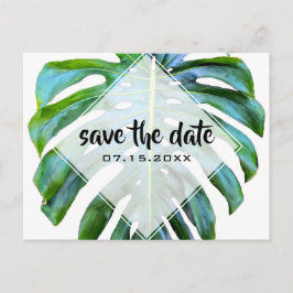 Tropical Leaf Trendy Greenery Save the Date Ankündigungspostkarte