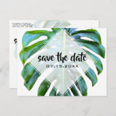 Tropical Leaf Trendy Greenery Save the Date Ankündigungspostkarte (Vorne/Hinten)