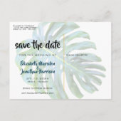 Tropical Leaf Trendy Greenery Save the Date Ankündigungspostkarte (Rückseite)