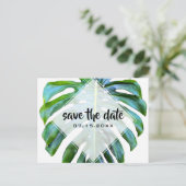 Tropical Leaf Trendy Greenery Save the Date Ankündigungspostkarte (Stehend Vorderseite)