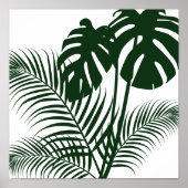 Tropical Leaves 1 Dark Green on White Art Print Poster (Vorne)