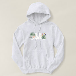 Tropical Leaves & Birds Minimal Nature Design Hoodie