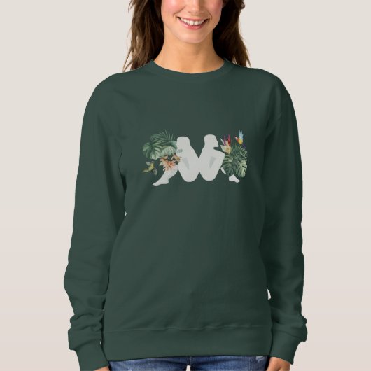 Tropical Leaves & Birds Minimal Nature Design Sweatshirt (Vorderseite)