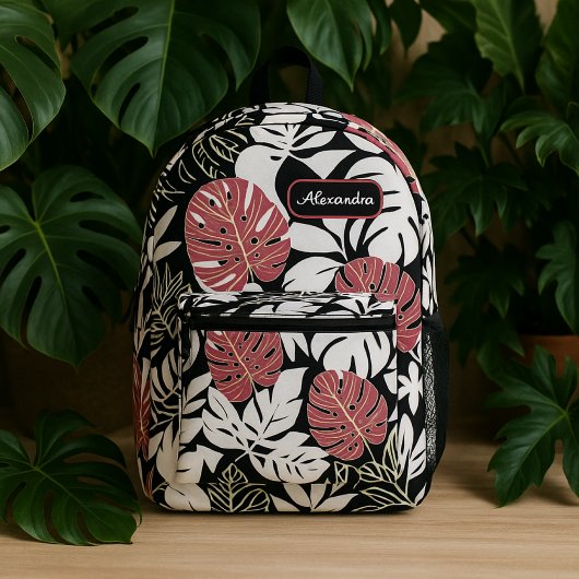 Tropical leaves bold exotic modern edgy botanical bedruckter rucksack