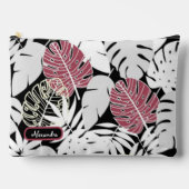 Tropical leaves bold exotic modern edgy botanical zubehörtasche (Vorderseite)