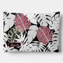 Tropical leaves bold exotic modern edgy botanical zubehörtasche