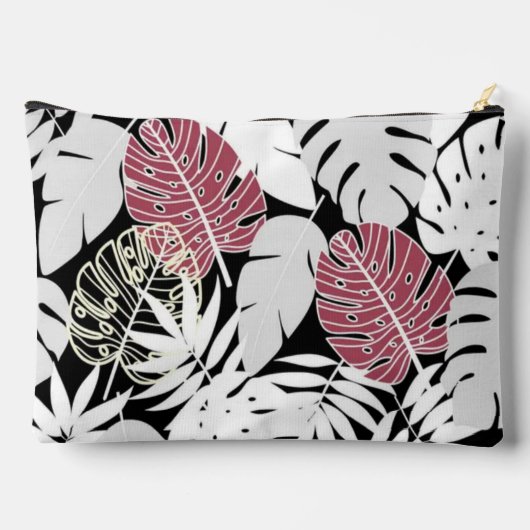 Tropical leaves bold exotic modern edgy botanical zubehörtasche (Rückseite)