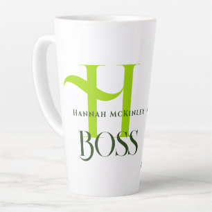 Tropical Leaves Boss Monogramm Latte-Tasse Milchtasse