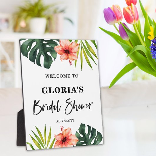 Tropical Leaves Bridal Shower  Welcome  Fotoplatte