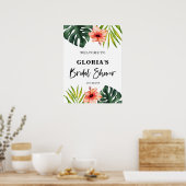 Tropical Leaves Bridal Shower  Welcome  Poster (Küche)