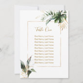 Tropical Leaves Gold Seating Chart Table Card (Vorderseite)