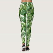 Tropical Leaves Green Botanical Pattern Leggings (Rückseite)