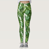 Tropical Leaves Green Botanical Pattern Leggings (Vorderseite)