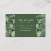 Tropical Leaves Monogram Business Card Visitenkarte (Rückseite)