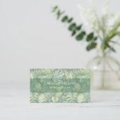 Tropical Leaves Monogram Business Card Visitenkarte (Stehend Vorderseite)