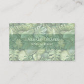 Tropical Leaves Monogram Business Card Visitenkarte (Vorderseite)