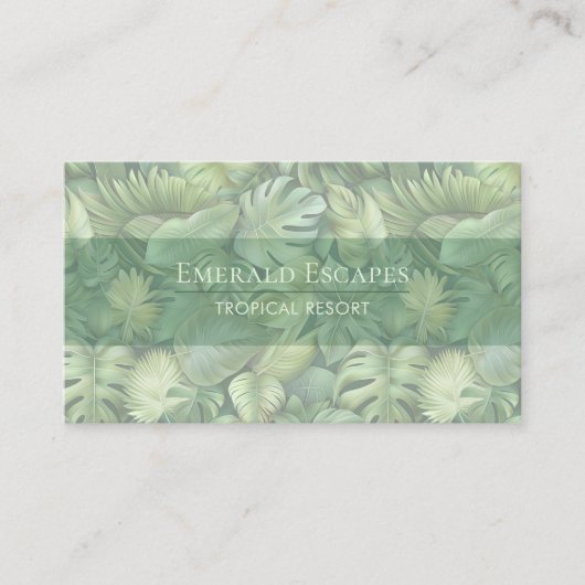 Tropical Leaves Monogram Business Card Visitenkarte (Vorderseite)
