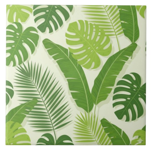 Tropical Leaves & Monstera Seamless Pattern Fliese (Vorderseite)