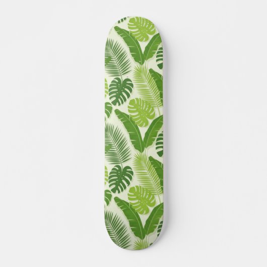 Tropical Leaves & Monstera Seamless Pattern Skateboard (Vorne)