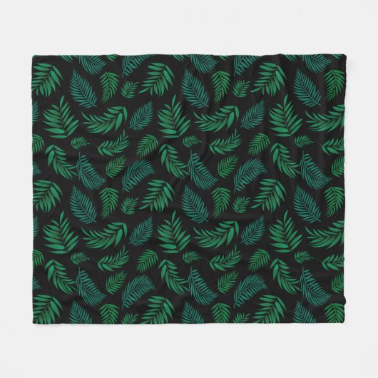 Tropical Leaves Pattern 2 Fleecedecke (Vorderseite (Horizontal))