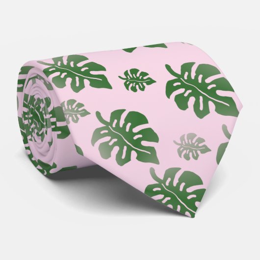 Tropical Leaves Pattern Wedding Party Dancing  Krawatte (Gerollt)