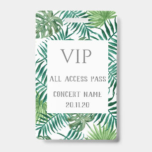 Tropical Leaves VIP All Access Pass Konzertabzeich Ausweis