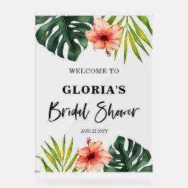 Tropical Leaves Wedding  Welcome  Acrylschild