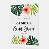 Tropical Leaves Wedding  Welcome  Acrylschild (Winkel)