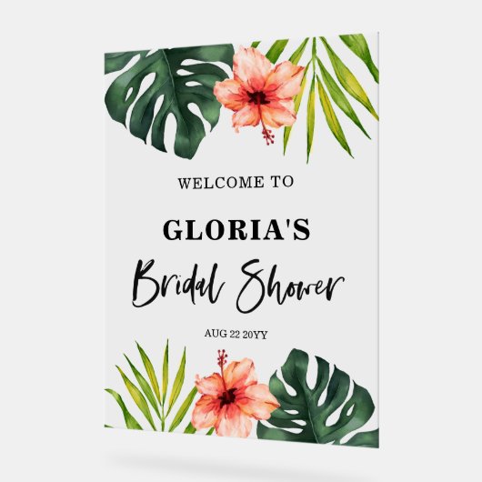 Tropical Leaves Wedding Welcome Acrylschild (Winkel)
