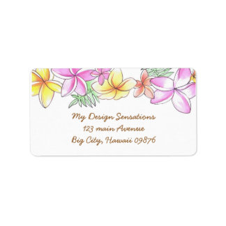 Tropical Lei address label, Plumeria Blume Adressaufkleber