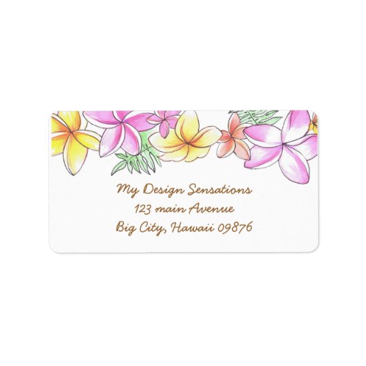 Tropical Lei address label, Plumeria Blume Adressaufkleber (Vorne)