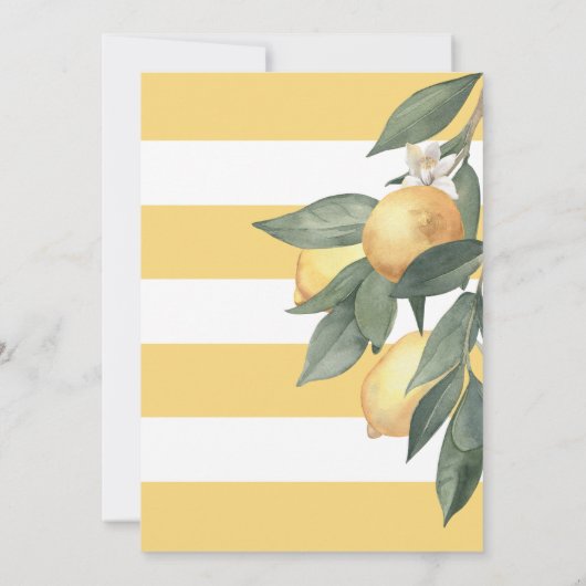 Tropical Lemon Citrus Baby Dusche Wasserfarbe Einladung (Rückseite)