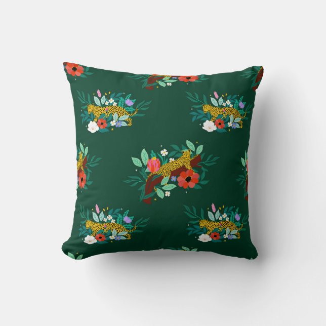 Tropical Leopard Elegance Kissen (Vorderseite)