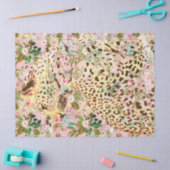Tropical leopard print floral Hawaiian pink yellow Seidenpapier (Basteln)