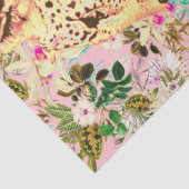 Tropical leopard print floral Hawaiian pink yellow Seidenpapier (Detail)